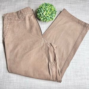 LLBean brown cotton canvas work pants, triple stitched seams, 38x29